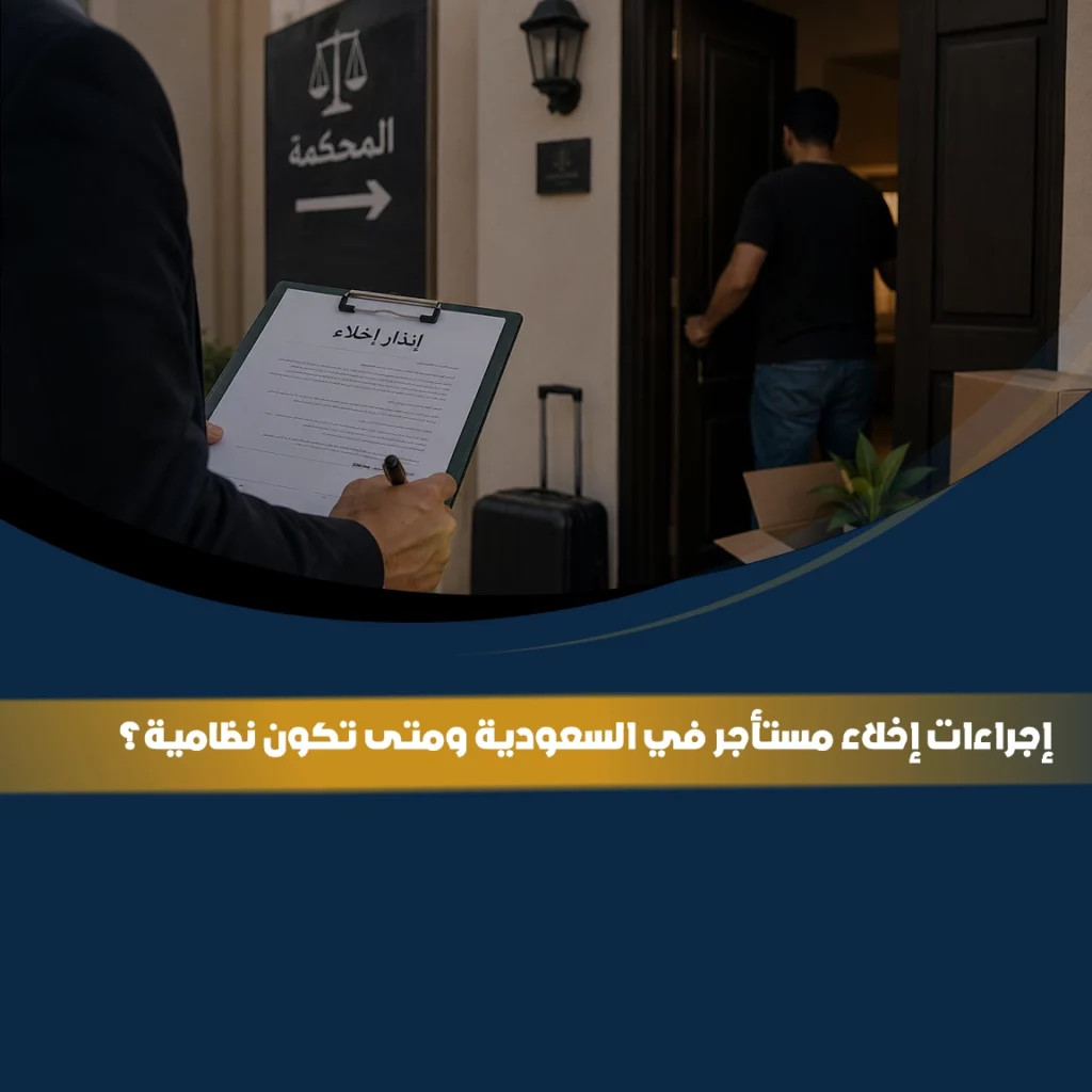 إجراءات إخلاء مستأجر في السعودية مع إنذار بالإخلاء ورفع دعوى قضائية لتنفيذ الإخلاء وفق الأنظمة العقارية